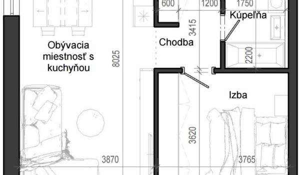 2 izbový byt B12 - 1C