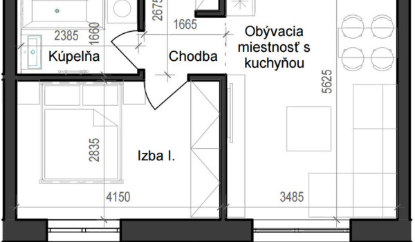2 izbový byt B11 - 3A