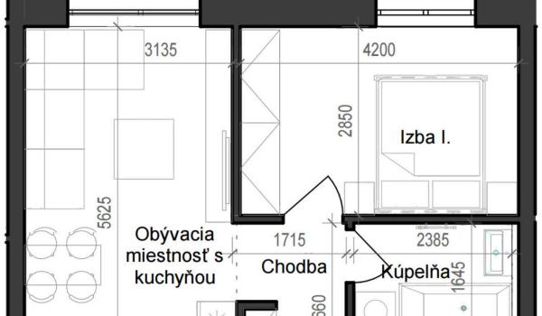 2 izbový byt B11 - 2D