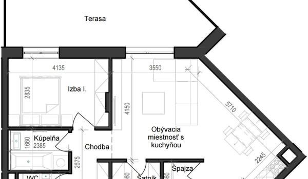 2 izbový byt B11 - 1E