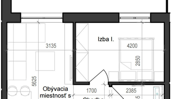 2 izbový byt B11 - 1D