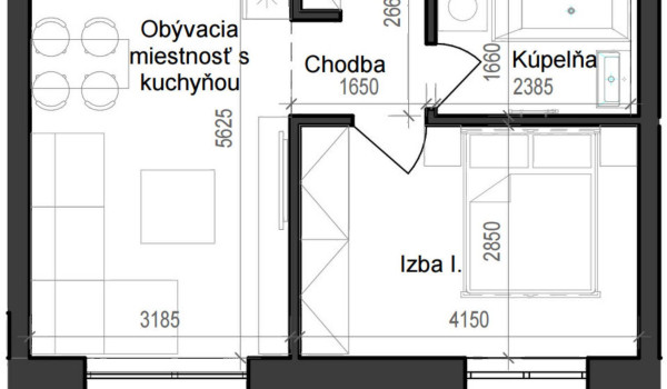 2 izbový byt B11 - 1B