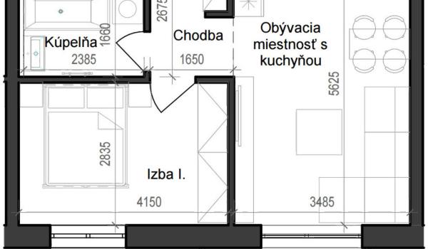 2 izbový byt B11 - 1A