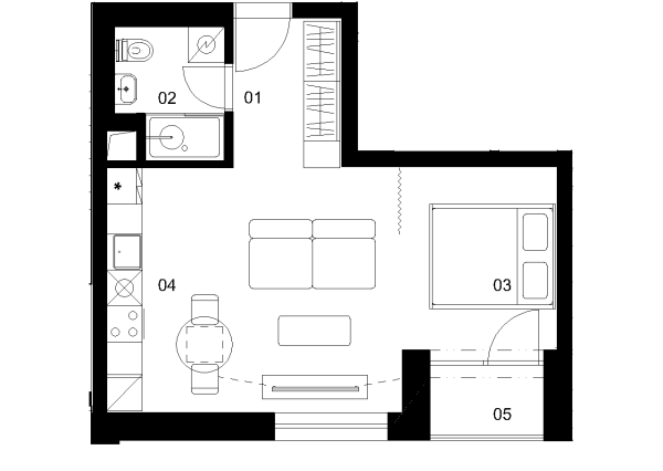A3F - 1 izbový byt - Nové Mlynarce