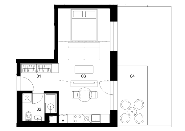 D1B - 1 izbový byt - Nové Mlynarce