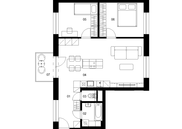D3A - 3 izbový byt - Nové Mlynarce