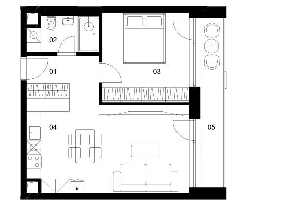 E2F - 2 izbový byt - Nové Mlynarce