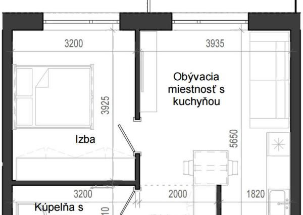 2 izbový byt B14 - 3D