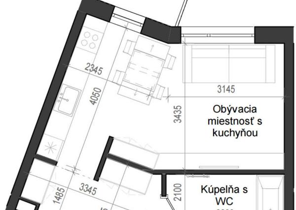 1 izbový byt B14 - 2C