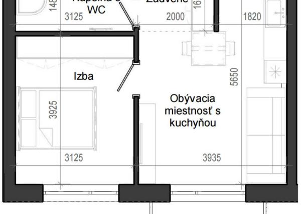 2 izbový byt B14 - 1I