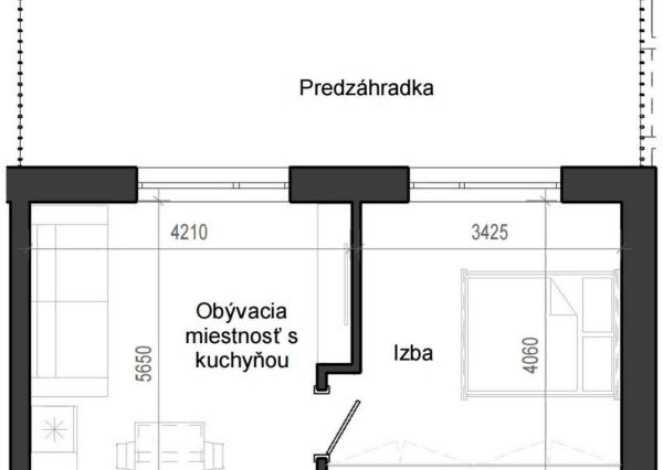 0 izbový byt B14 - 1F-OP