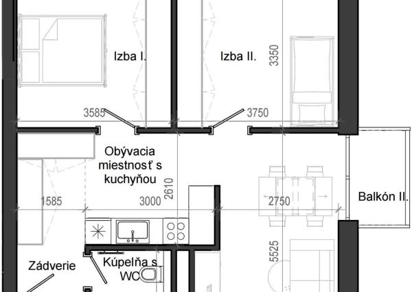 3 izbový byt B13 - 8F