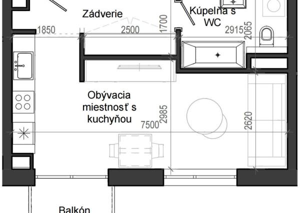 1 izbový byt B13 - 8A