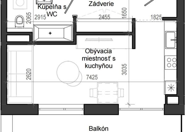 1 izbový byt B13 - 7H