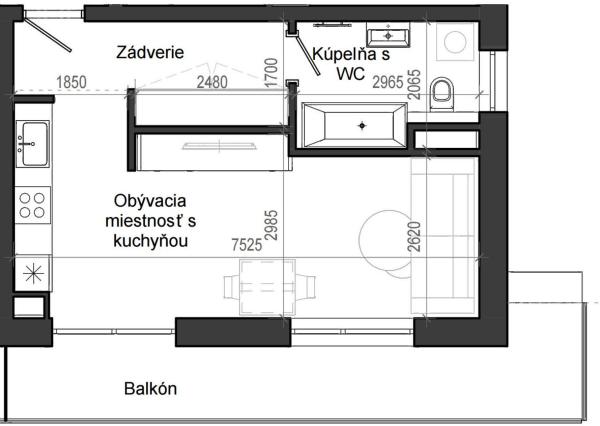 1 izbový byt B13 - 7G