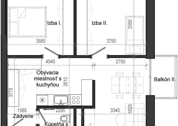 3 izbový byt B13 - 7F