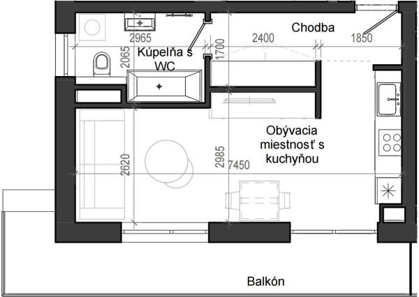 1 izbový byt B13 - 7B