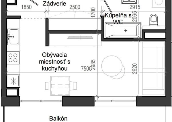 1 izbový byt B13 - 7A