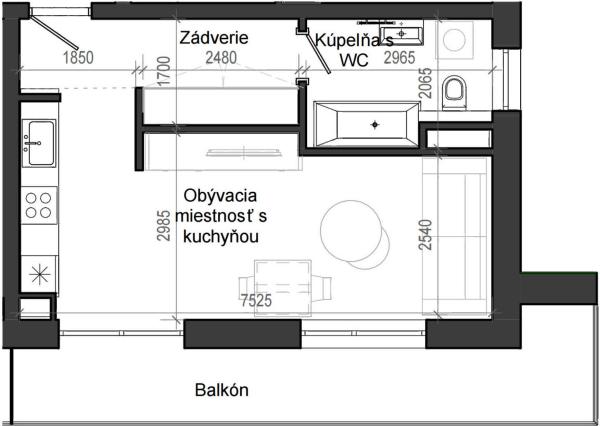 1 izbový byt B13 - 6G