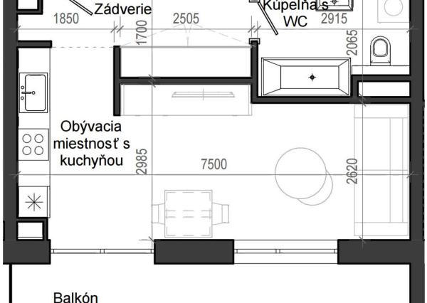 1 izbový byt B13 - 6A