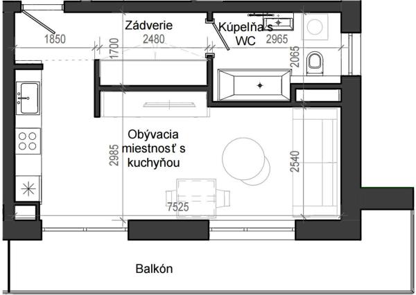 1 izbový byt B13 - 5G