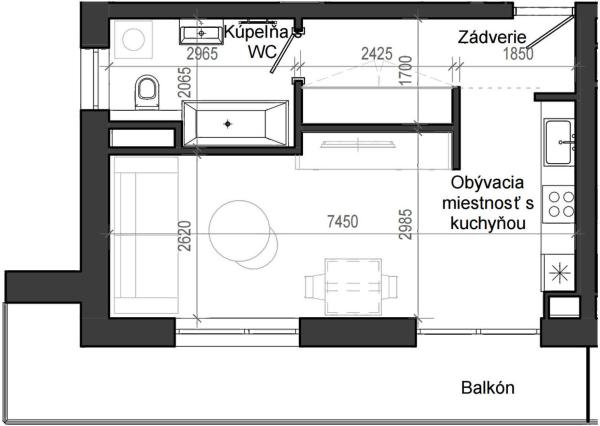 1 izbový byt B13 - 5B