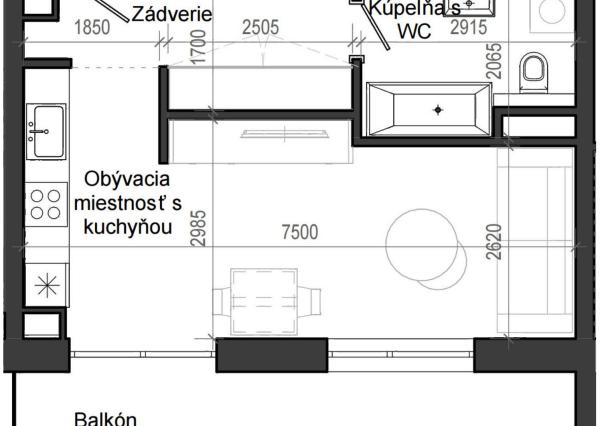 1 izbový byt B13 - 5A