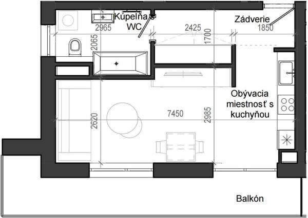 1 izbový byt B13 - 4B