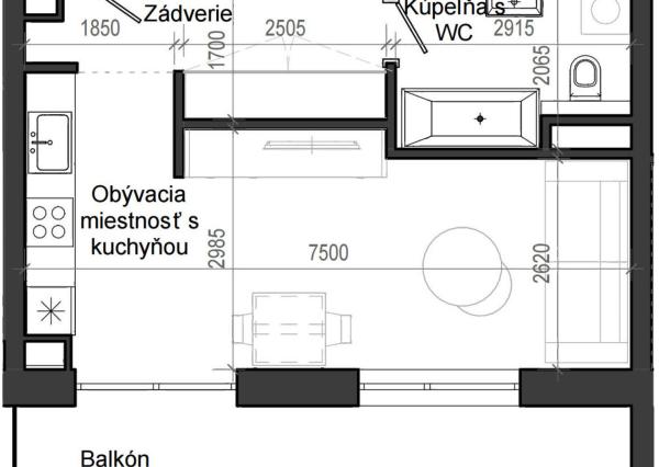 1 izbový byt B13 - 4A