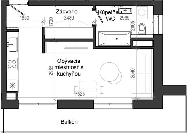 1 izbový byt B13 - 3G