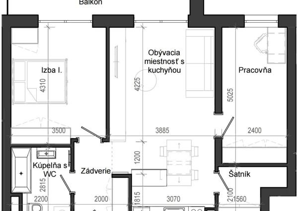 3 izbový byt B13 - 3D