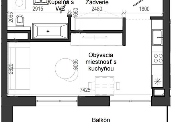 1 izbový byt B13 - 2H