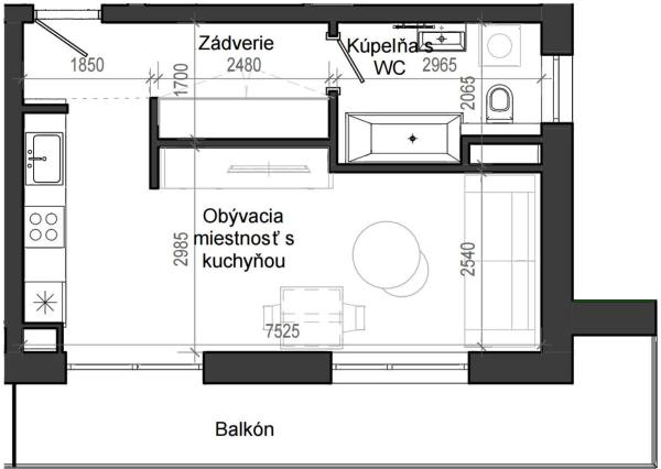 1 izbový byt B13 - 2G