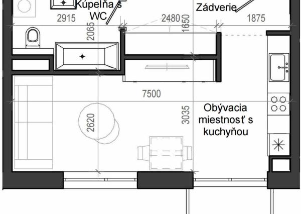 1 izbový byt B13 - 1H