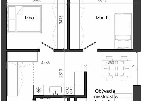 3 izbový byt B13 - 1F