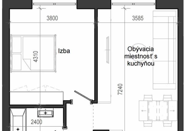 2 izbový byt B13 - 1D