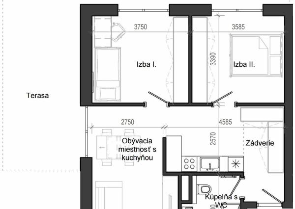 3 izbový byt B13 - 1C