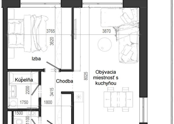 2 izbový byt B12 - 4G