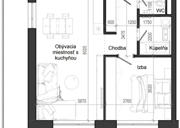 2 izbový byt B12 - 4C