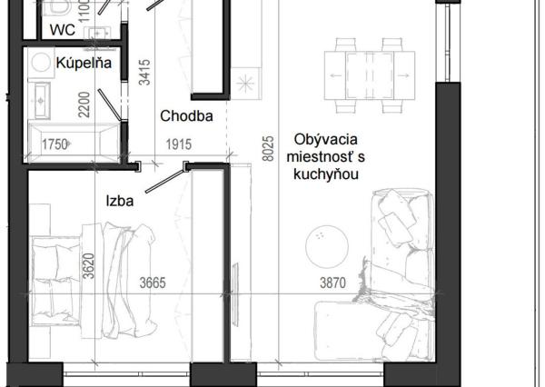 2 izbový byt B12 - 3H