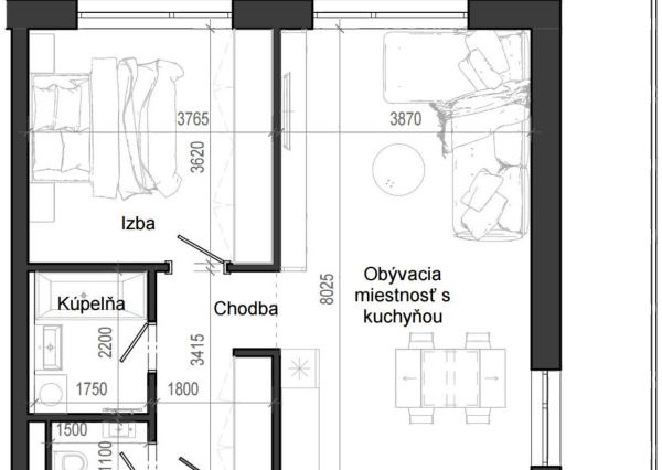 2 izbový byt B12 - 3G