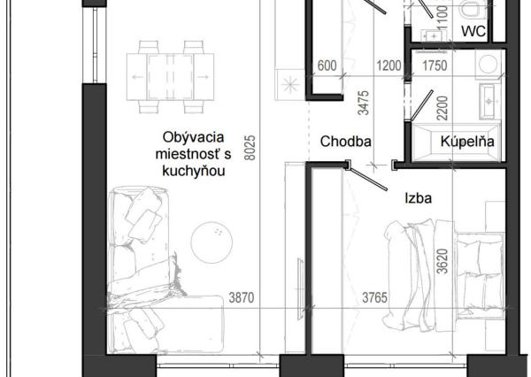 2 izbový byt B12 - 3C