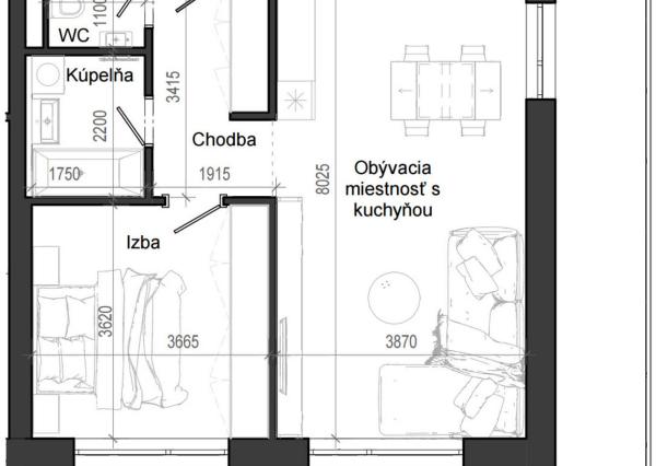 2 izbový byt B12 - 2H