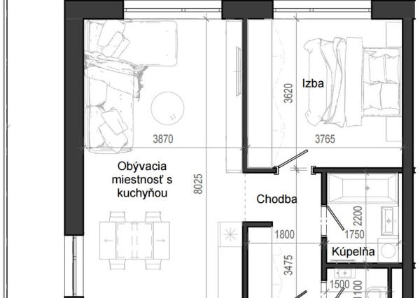 2 izbový byt B12 - 2D