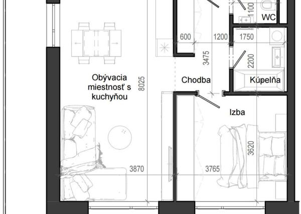 2 izbový byt B12 - 2C