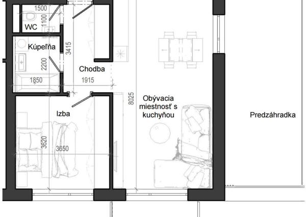 2 izbový byt B12 - 1H