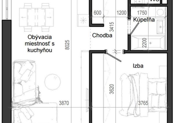 2 izbový byt B12 - 1C
