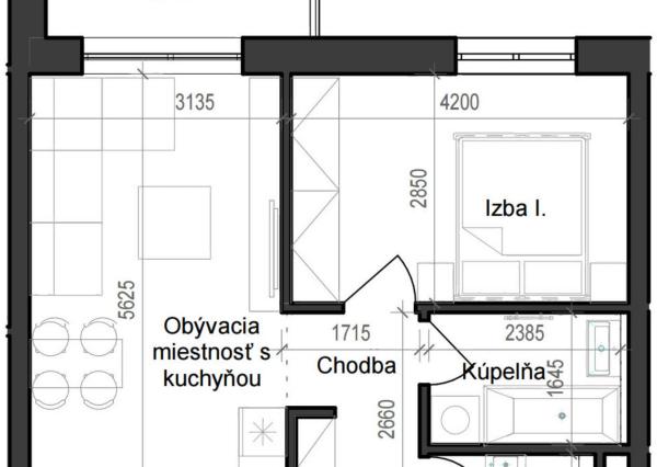 2 izbový byt B11 - 2D