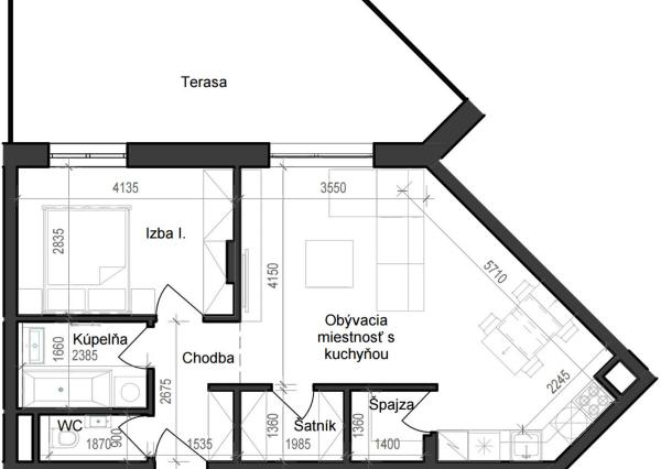 2 izbový byt B11 - 1E